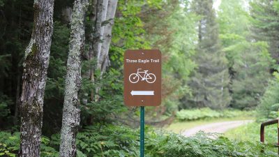 Three Eagle Trail biking sign