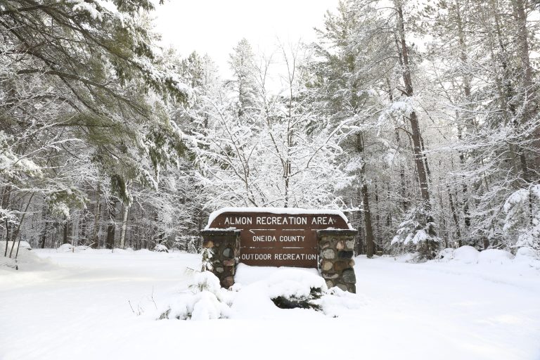 Snowcovered entrance to Almon County Par