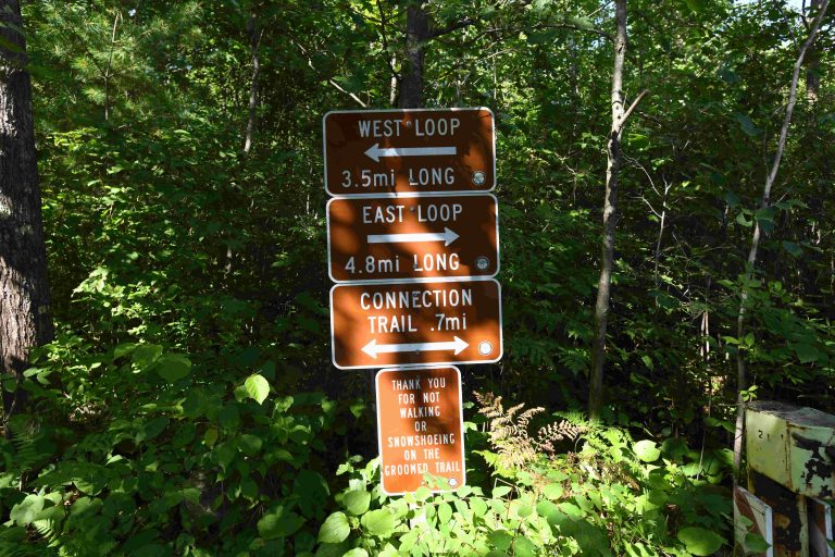 Sign at the trailhead of Nose Lake Trail