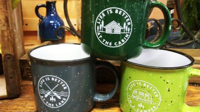 Diversions coffee mugs on display