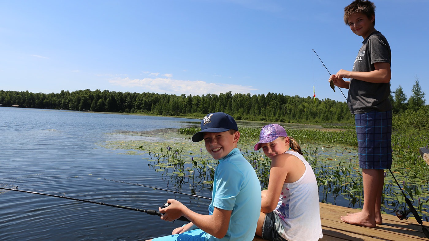 Kids fishing Oneida County Wisconsin