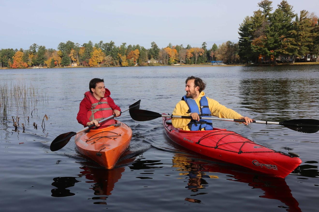 Kayaking Lake Thompson in fall Oneida County WI