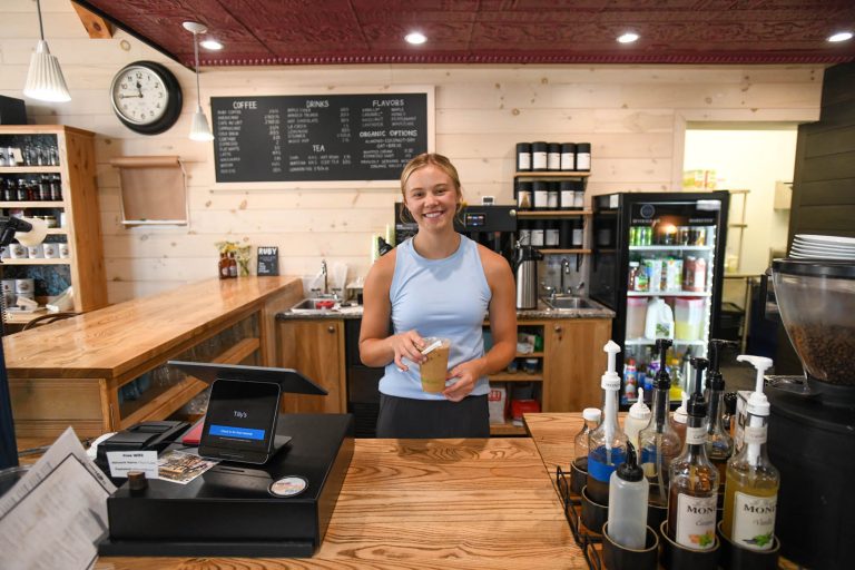 Tilly’s | Being served a coffee drink at the counter of Tilly's in Rhinelander