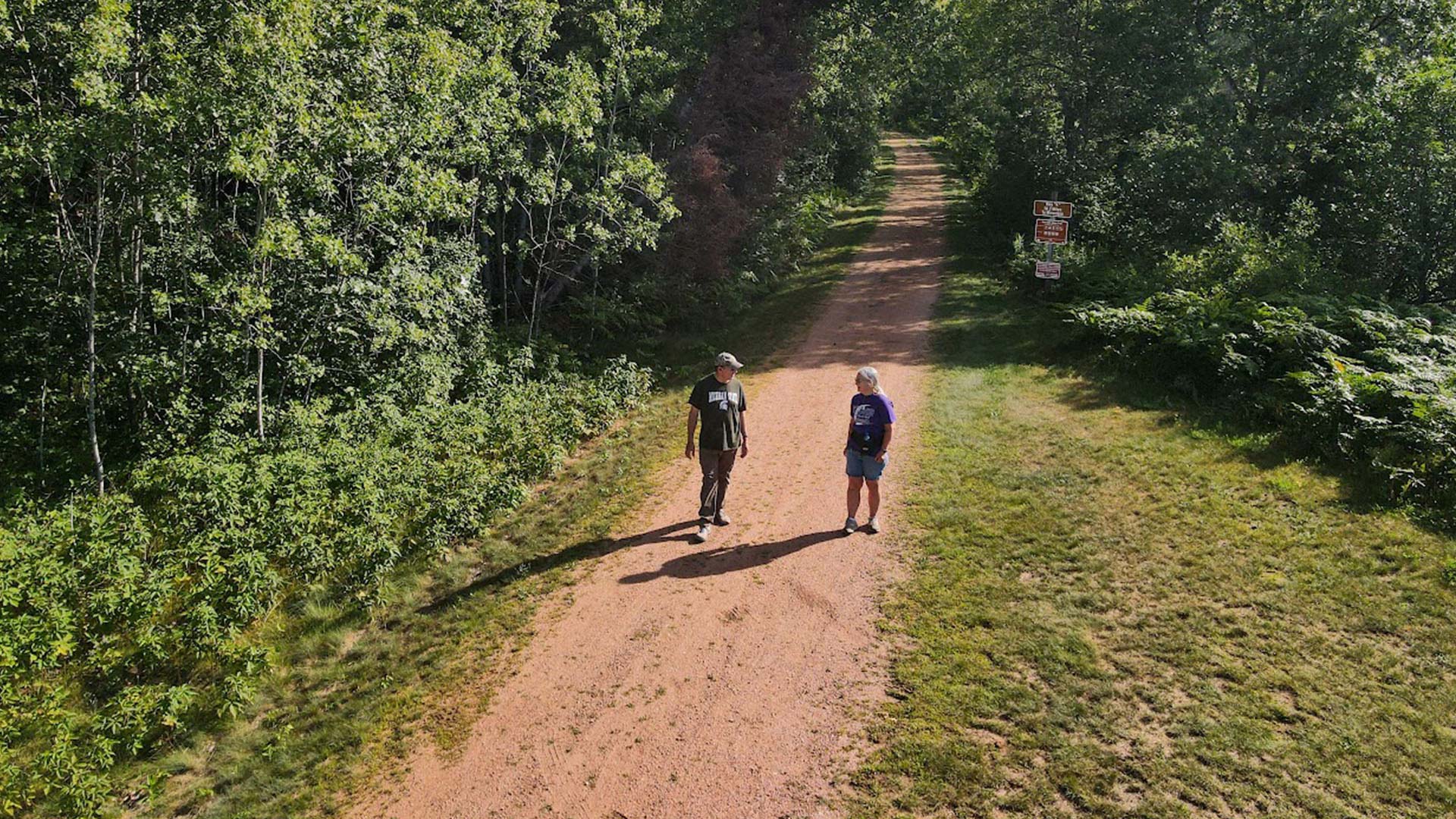 Hiking | Overhead shot of men hiking Bearskin State Trail