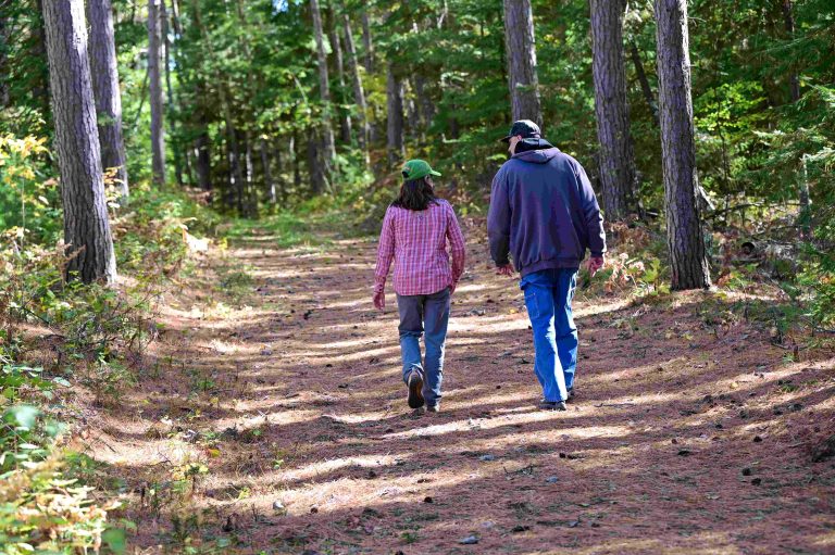 Couple hiking in the fall