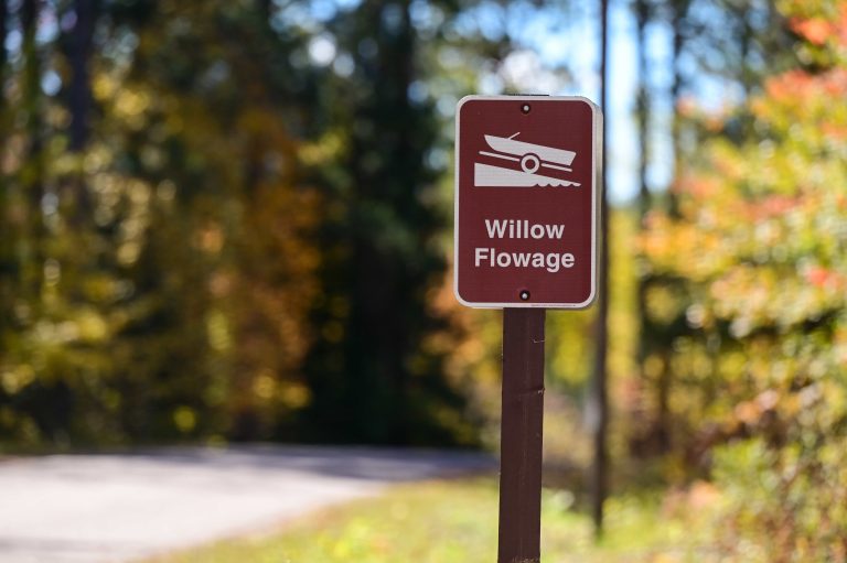 Boat landing sign near the Willow Flowage Hiking Trail