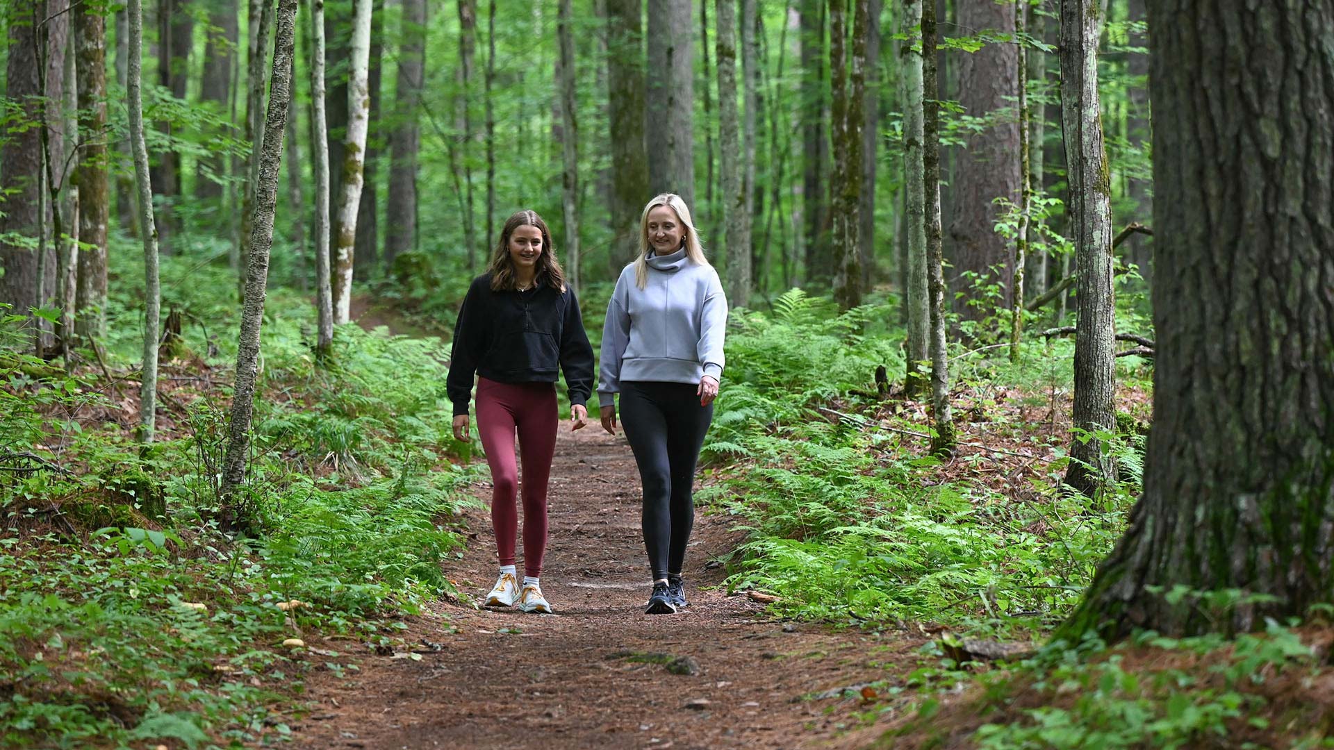 EXPLORE ONEIDA COUNTY THIS SPRING | Mother and daughter hiking Raven Trail in the springtime