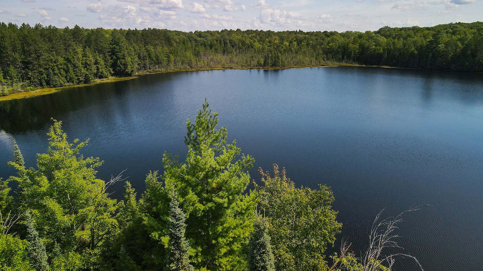 VISIT ONEIDA COUNTY THIS SUMMER | Aerial view of Eagle lake surround by green foliage